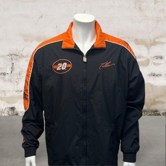 Vintage Tony Stewart Black Orange NASCAR Home Depot #20 Zip Windbreaker Jacket L - Picture 2 of 11